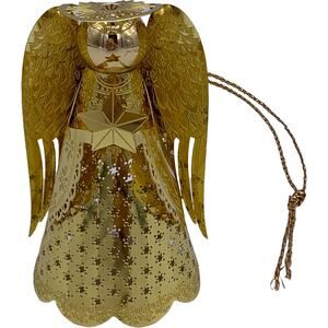 Brass Filigree 3D ANGEL Christmas Tree Ornament Decor 3”